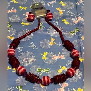 New Tamina By Stella Valentine’s Day Thread and Wooden Beads Disc Necklace Set